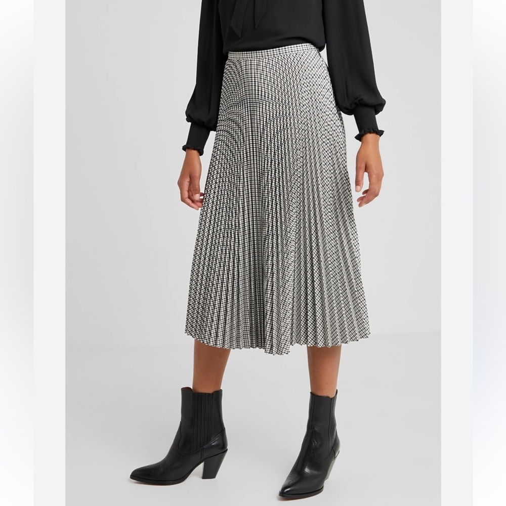 Lauren Ralph Lauren Black and White Houndstooth Midi Skirt